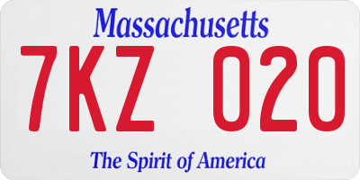 MA license plate 7KZ020