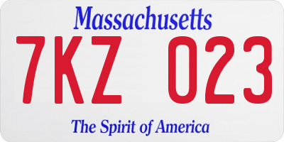 MA license plate 7KZ023