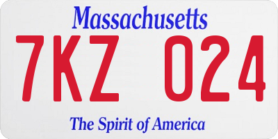 MA license plate 7KZ024