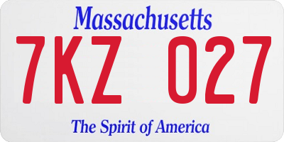MA license plate 7KZ027
