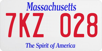 MA license plate 7KZ028