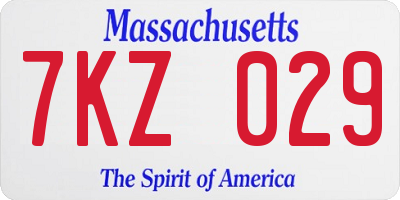 MA license plate 7KZ029