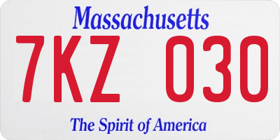 MA license plate 7KZ030
