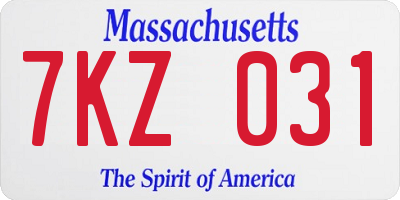 MA license plate 7KZ031