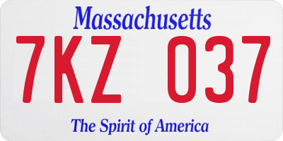 MA license plate 7KZ037
