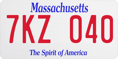 MA license plate 7KZ040