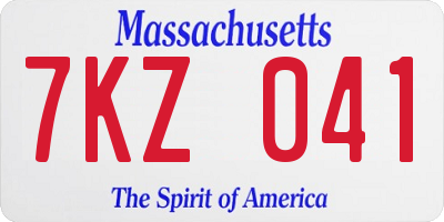 MA license plate 7KZ041