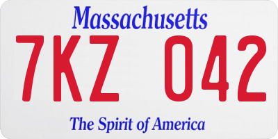 MA license plate 7KZ042
