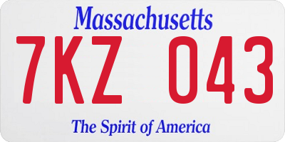 MA license plate 7KZ043