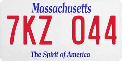 MA license plate 7KZ044