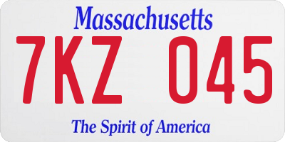 MA license plate 7KZ045