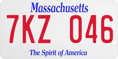 MA license plate 7KZ046