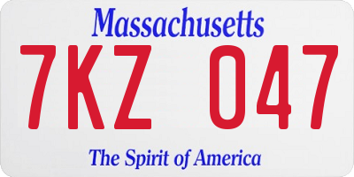 MA license plate 7KZ047