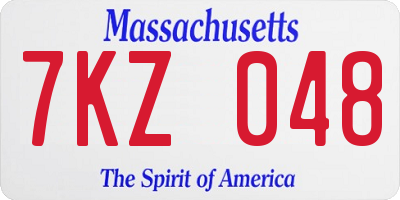 MA license plate 7KZ048