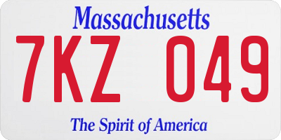 MA license plate 7KZ049