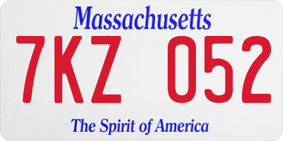 MA license plate 7KZ052