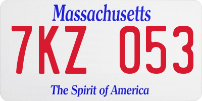 MA license plate 7KZ053