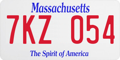 MA license plate 7KZ054