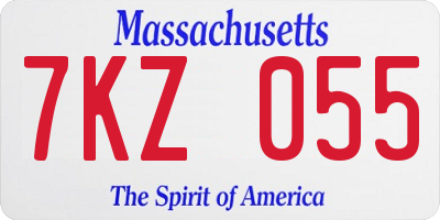 MA license plate 7KZ055