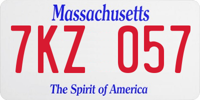 MA license plate 7KZ057
