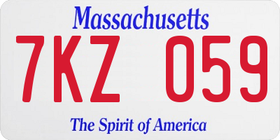MA license plate 7KZ059