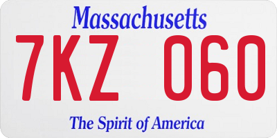 MA license plate 7KZ060
