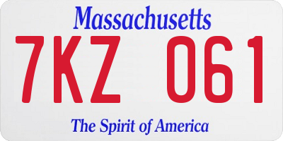 MA license plate 7KZ061