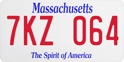 MA license plate 7KZ064