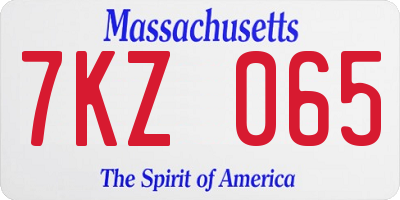 MA license plate 7KZ065