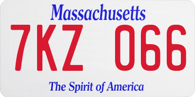 MA license plate 7KZ066