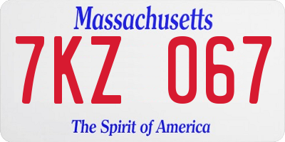 MA license plate 7KZ067