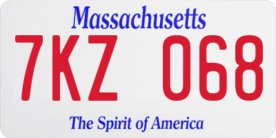 MA license plate 7KZ068