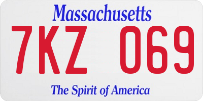 MA license plate 7KZ069