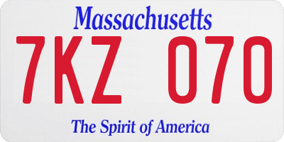 MA license plate 7KZ070