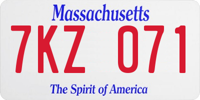 MA license plate 7KZ071