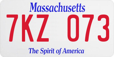 MA license plate 7KZ073