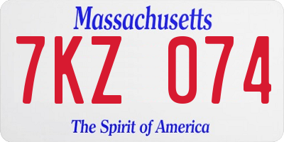 MA license plate 7KZ074
