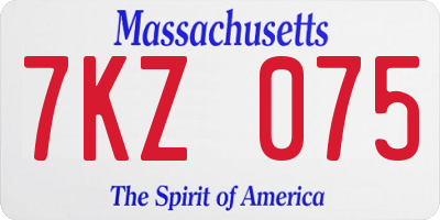 MA license plate 7KZ075