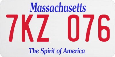 MA license plate 7KZ076