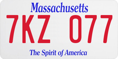 MA license plate 7KZ077