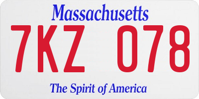 MA license plate 7KZ078