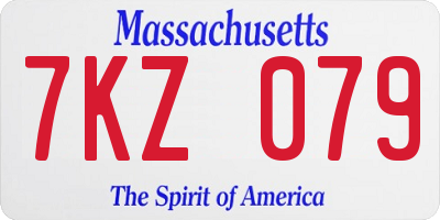 MA license plate 7KZ079