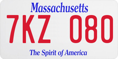 MA license plate 7KZ080