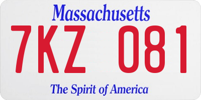 MA license plate 7KZ081
