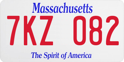 MA license plate 7KZ082