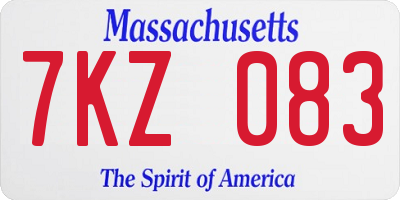 MA license plate 7KZ083