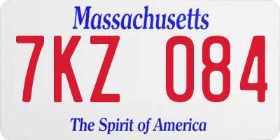 MA license plate 7KZ084