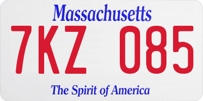 MA license plate 7KZ085