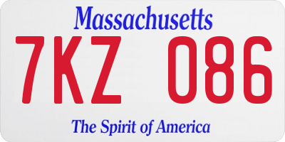 MA license plate 7KZ086