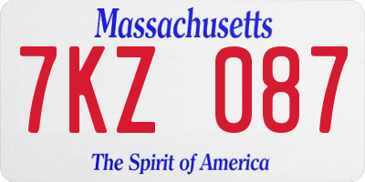 MA license plate 7KZ087